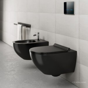 Sienas tualetes pods SFERA NF 54, melns matēts, Catalano, ar sēdekli