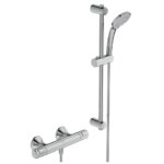 Thermostatic bath and shower mixer with hand shower and rail kit CERATHERM T25, chrome, Ideal Standard