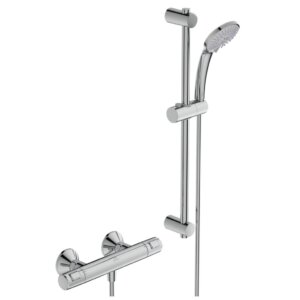 Thermostatic bath and shower mixer with hand shower and rail kit CERATHERM T25, chrome, Ideal Standard