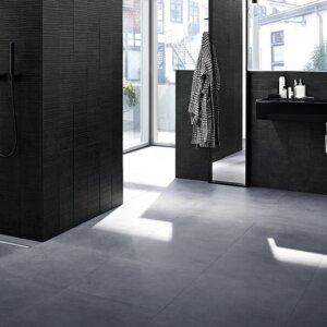 Shower drain CleanLine20, length 300-900mm, brushed steel / black, GEBERIT