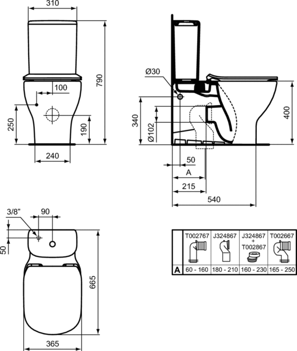 Privaatpostitus: Monoliitne wc pott TESI AQUABLADE® (prill-lauaga) Ideal Standar
