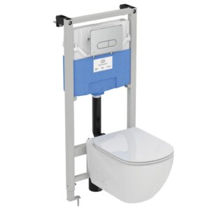 WC komplekts (ramis / skalošanas tvertne PROSYS + skalošanas plāksne OLEAS + tualetes pods TESI Aquablade) Ideal Standard
