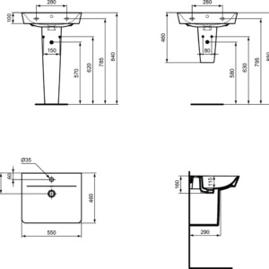 Valamu CONNECT AIR CUBE 55X46 , Ideal Standard