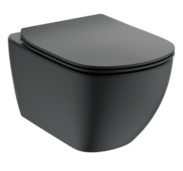 Унитаз подвесной TESI AQUABLADE® (с крышкой) чёрный, Ideal Standard
