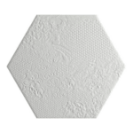 Hexagon, White, Matt, 22x25