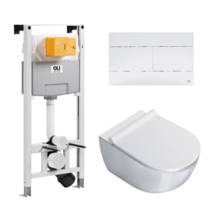 WC komplekts (iebūvējams rāmis / skalošanas tvertne OLI120 PLUS + ūdens skalošanas taustiņš SLIM + WC pods SFERA NF 54)
